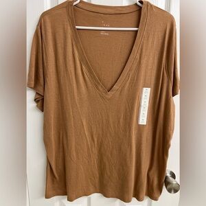 A New Day Light brown Vneck tee NWT